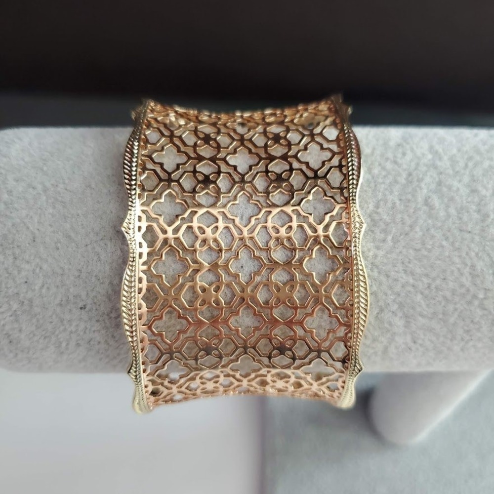 Kendra Scott Candice Cuff Bracelet Rose Gold & Gold Plate Filigree Lattice - Picture 10 of 10